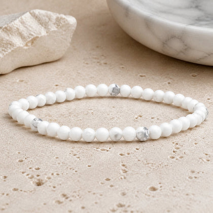 Bracelet Howlite Blanche 4 mm – Présence Simple