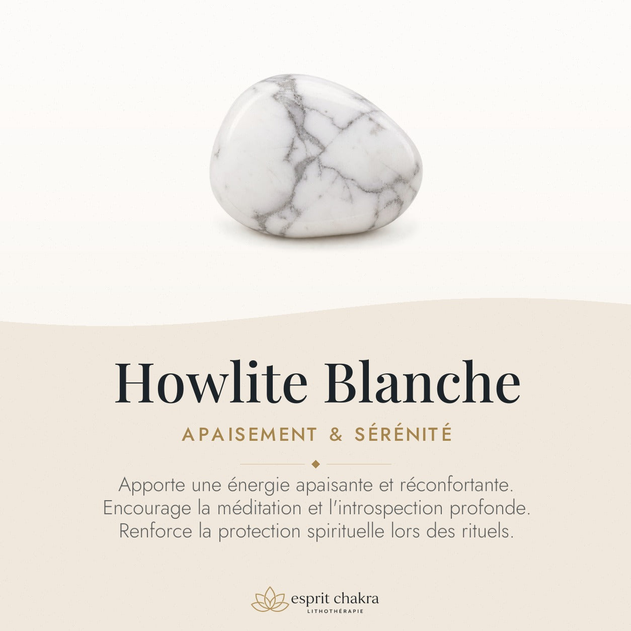Bracelet Howlite Blanche 6 mm – Présence Attentive — vertus de la pierre