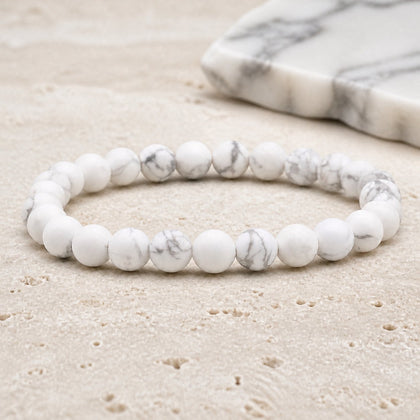 Bracelet Howlite Blanche 6 mm – Présence Attentive