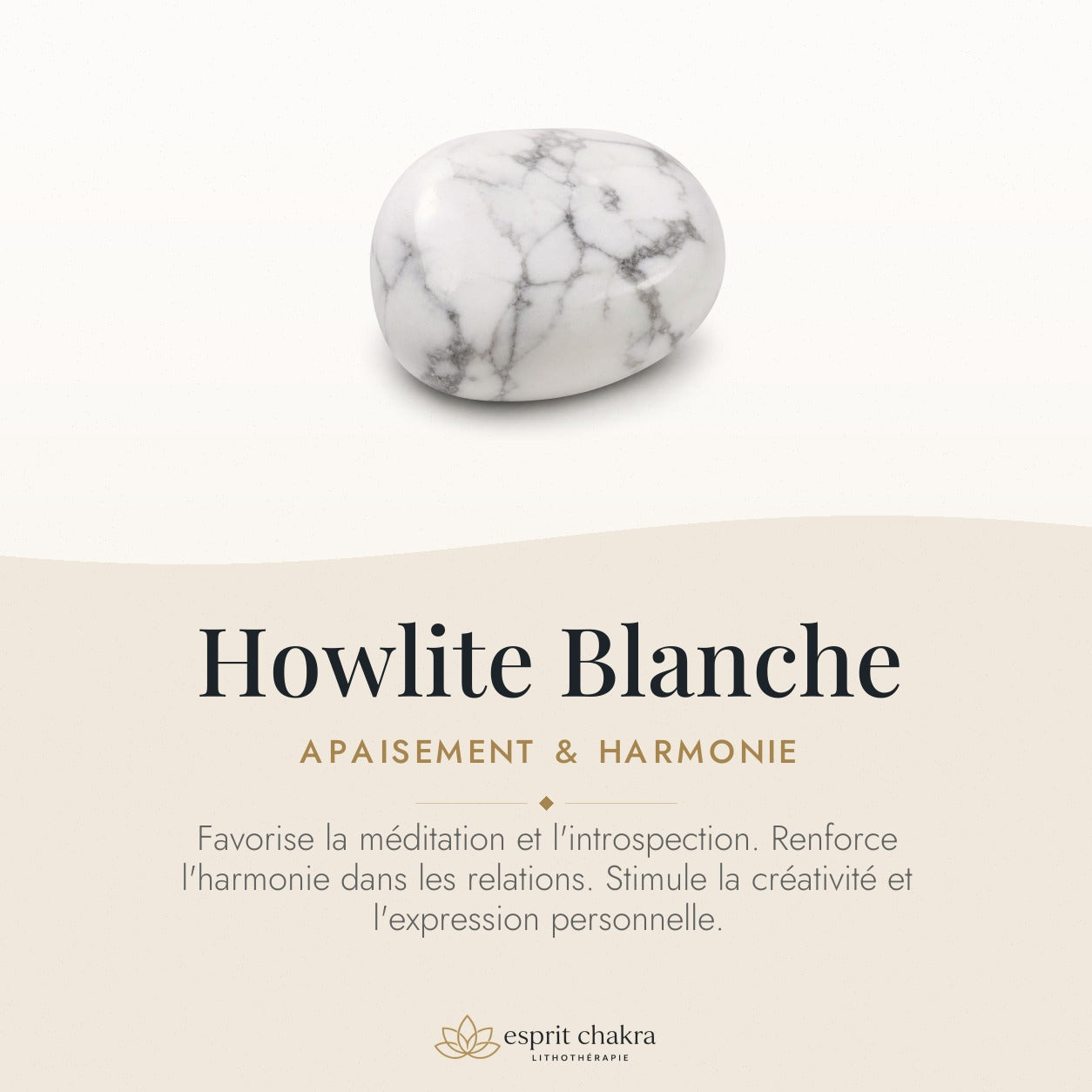 Bracelet Howlite Blanche 8 mm – Main Tendue — vertus de la pierre