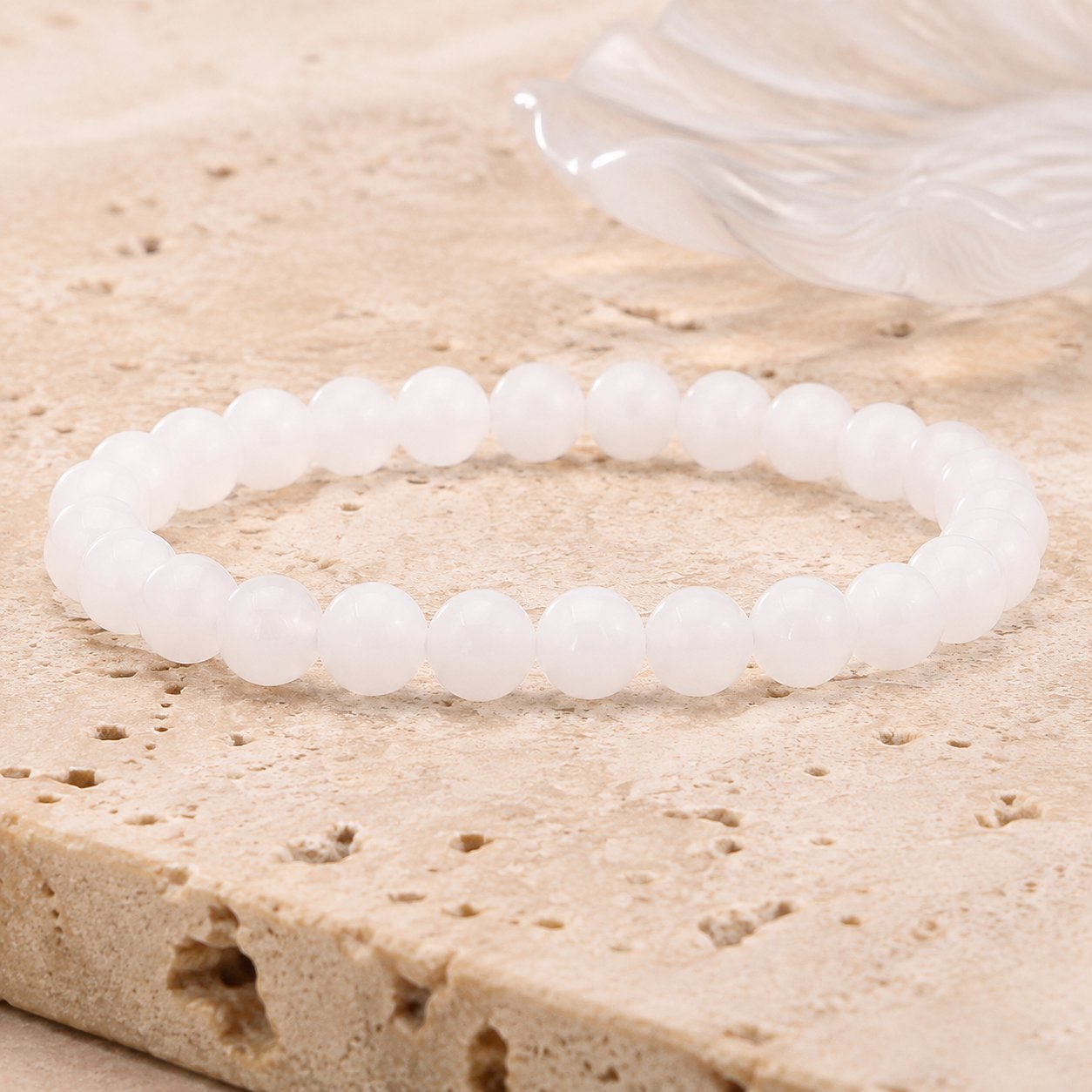 Bracelet Jade Blanc 6 mm – Pureté de l’Intention