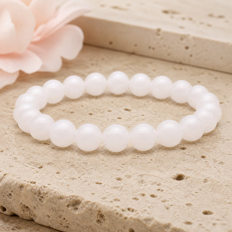Bracelet Jade Blanc 8 mm – Geste Doux