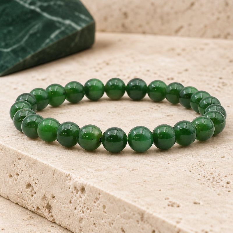 Bracelet Jade Néphrite 8 mm – Cœur Serein