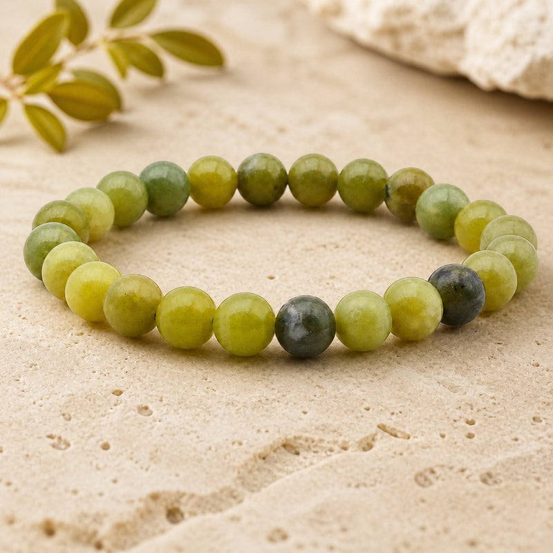 Bracelet Jade Néphrite 8 mm – Cœur Tranquille