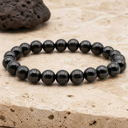 Bracelet Jais 8 mm – Cœur Simple