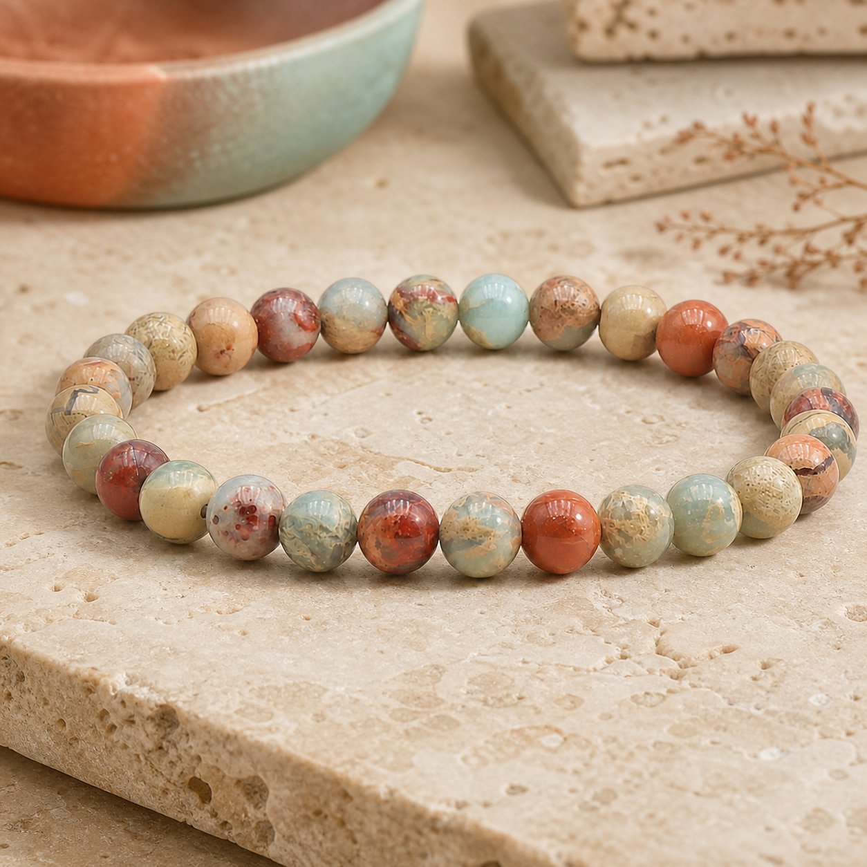 Bracelet Jaspe Bleu 6 mm – Calme Profond