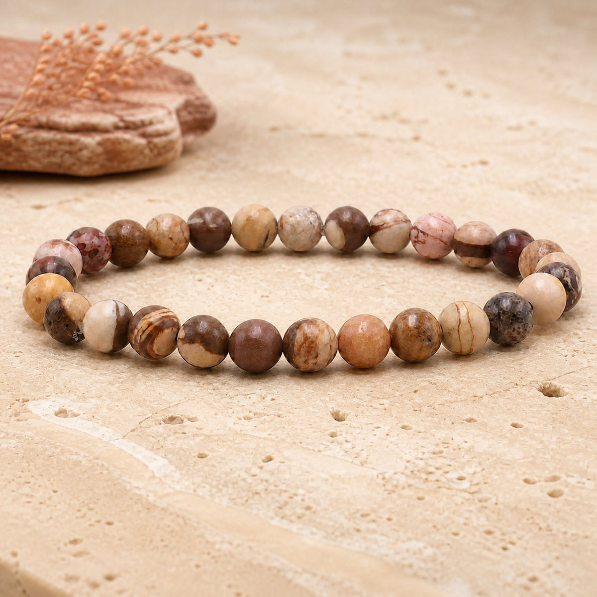 Bracelet Jaspe Brun 6 mm – Stabilité Tranquille