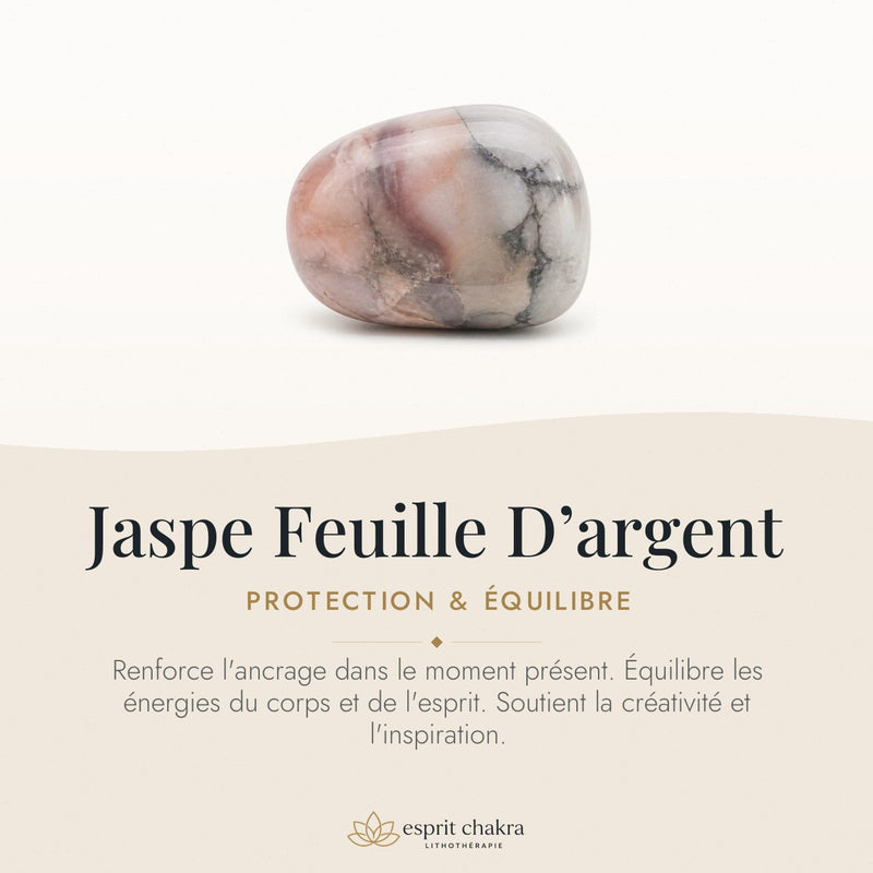 Bracelet Jaspe Feuille d'Argent 6 mm – Protection du Silence