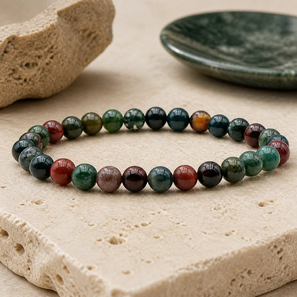 Bracelet Jaspe Héliotrope 6 mm – Courage Tenace