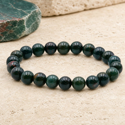 Bracelet Jaspe Héliotrope 8 mm – Ténacité Calme