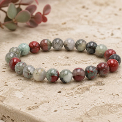 Bracelet Jaspe Héliotrope 8 mm – Vaillance Tranquille