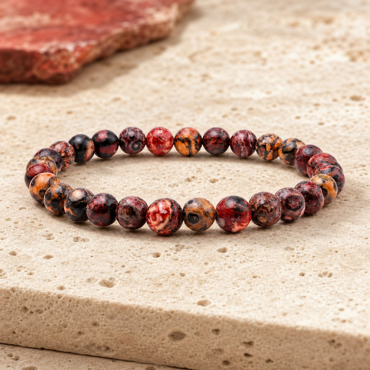 Bracelet Jaspe Léopard 6 mm – Protection de la Marche