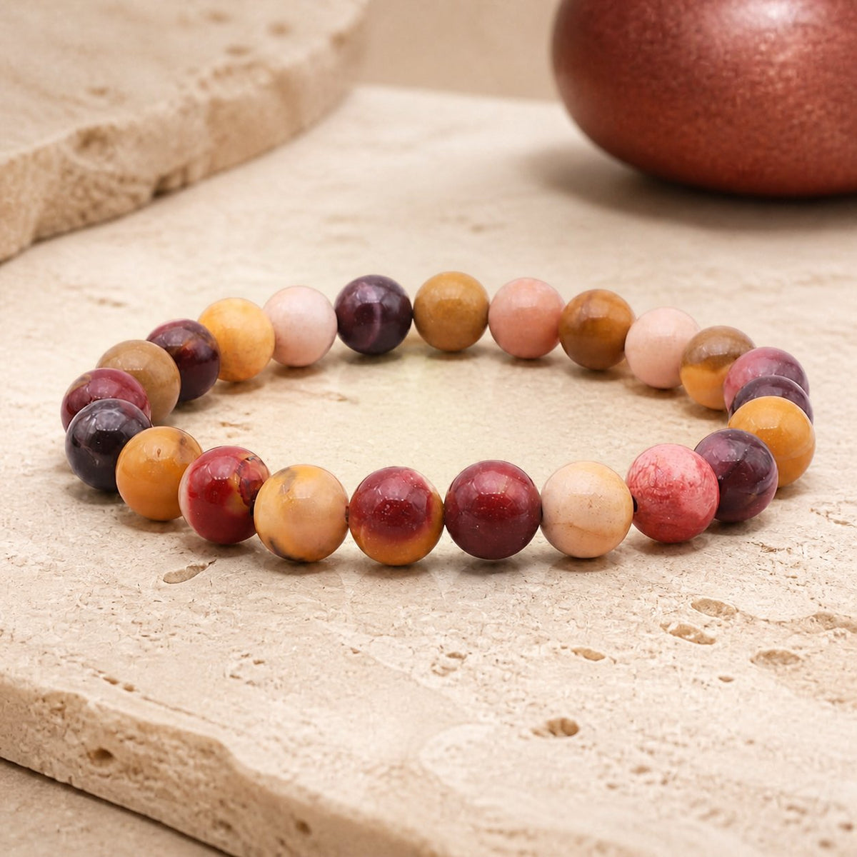 Bracelet Jaspe Mokaïte 8 mm – Cœur en Paix