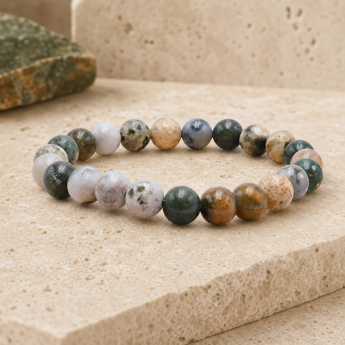 Bracelet Jaspe Océan 8 mm – Chaleur du Cœur