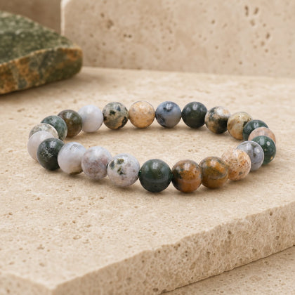 Bracelet Jaspe Océan 8 mm – Chaleur du Cœur