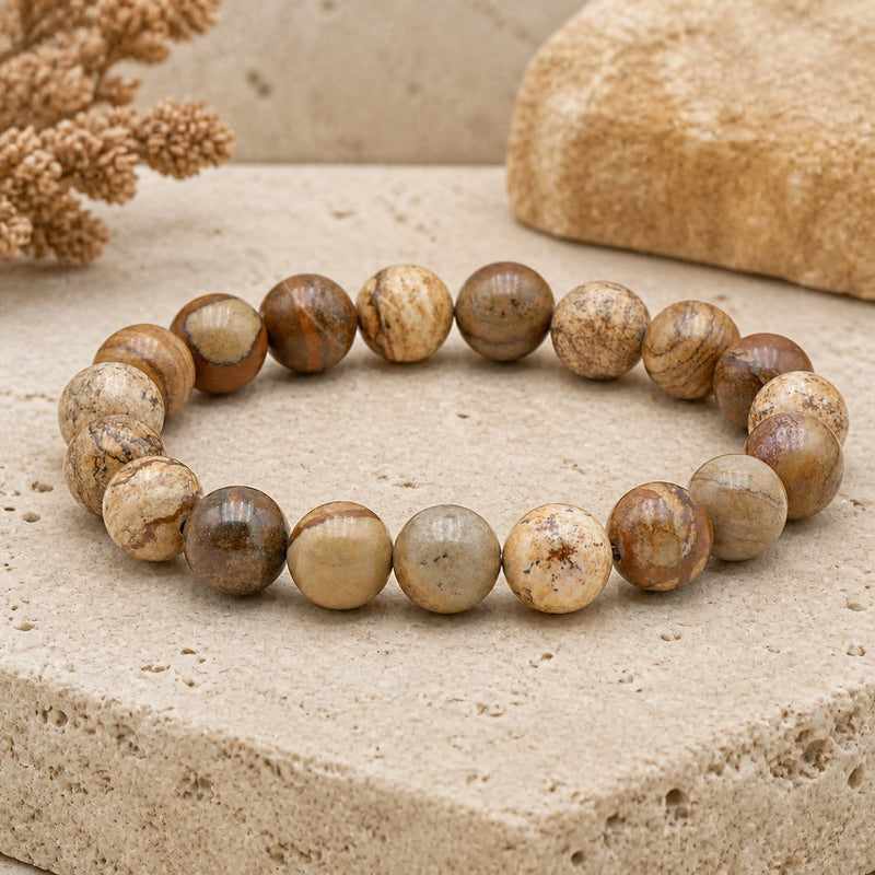 Bracelet Jaspe Paysage 10 mm – Ancrage du Voyage