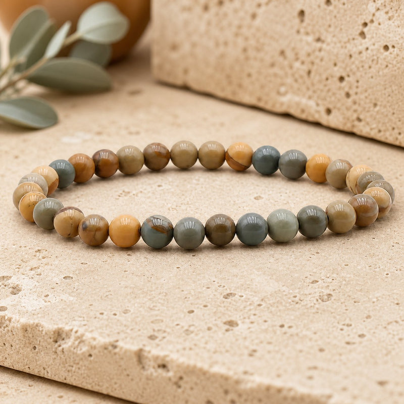 Bracelet Jaspe Paysage 6 mm – Étendue Paisible