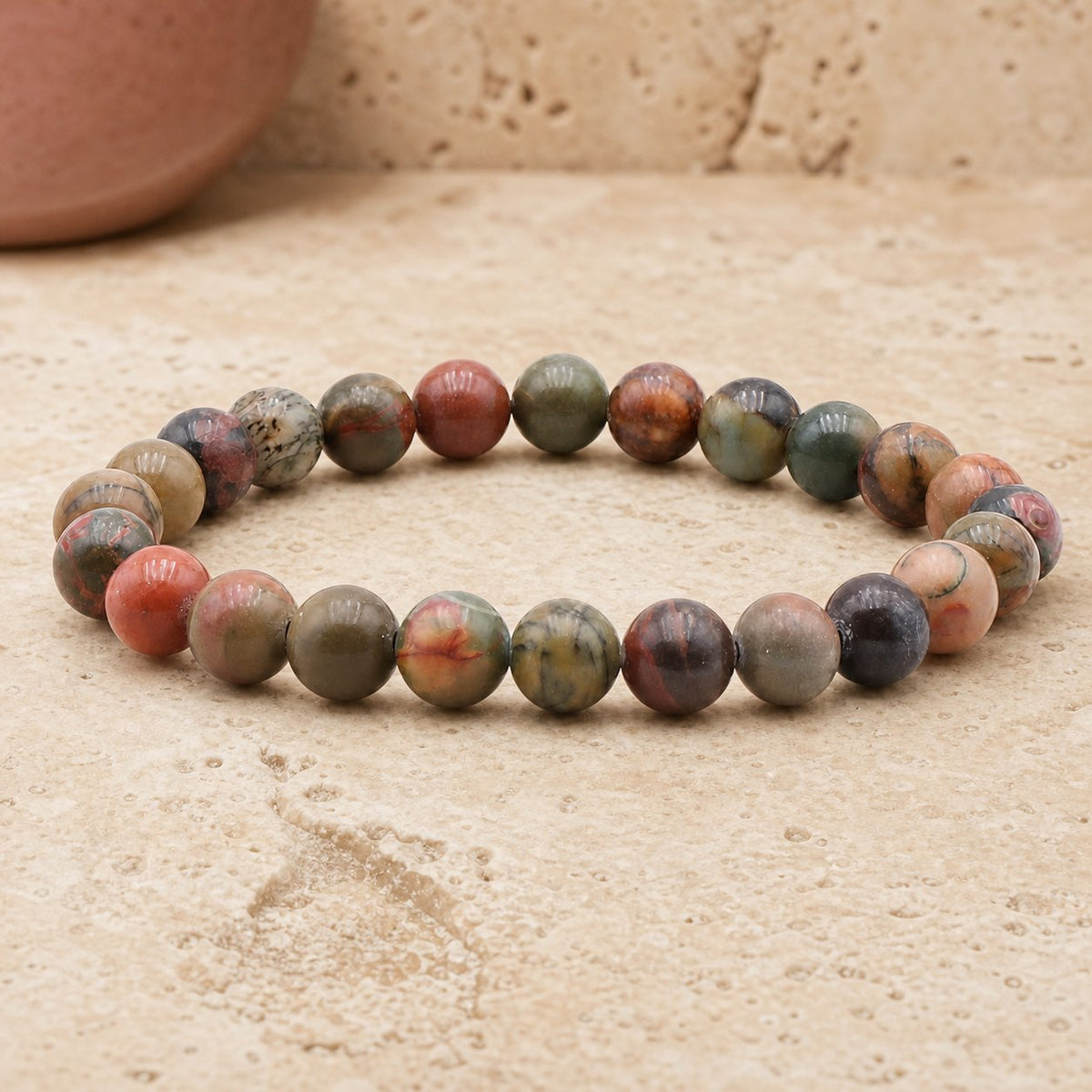 Bracelet Jaspe Polychrome 8 mm – Paix Intérieure