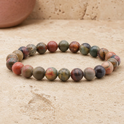 Bracelet Jaspe Polychrome 8 mm – Paix Intérieure