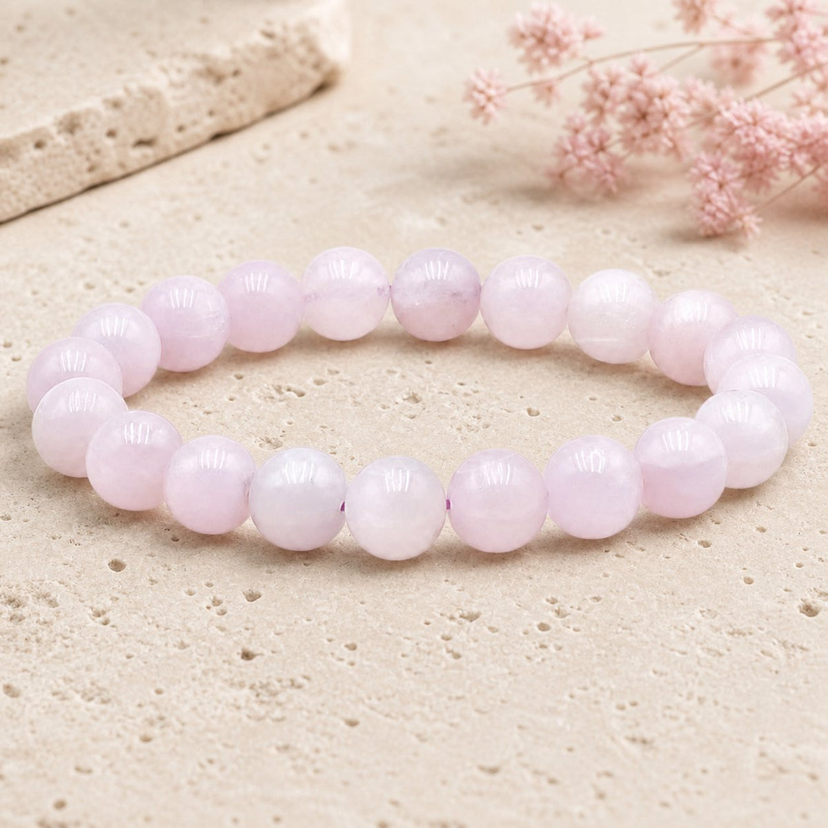 Bracelet Kunzite 10 mm – Bienveillance Aimante