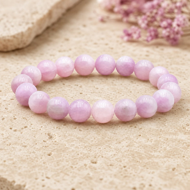 Bracelet Kunzite 10 mm – Cœur Doux