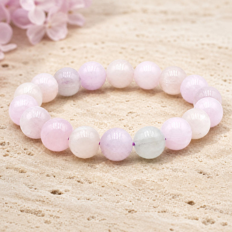 Bracelet Kunzite Multicolore 10 mm – Sérénité Nuancée