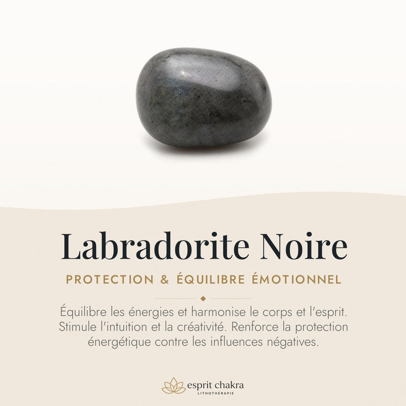 Bracelet Labradorite Noire 8 mm – Protection de la Nuit