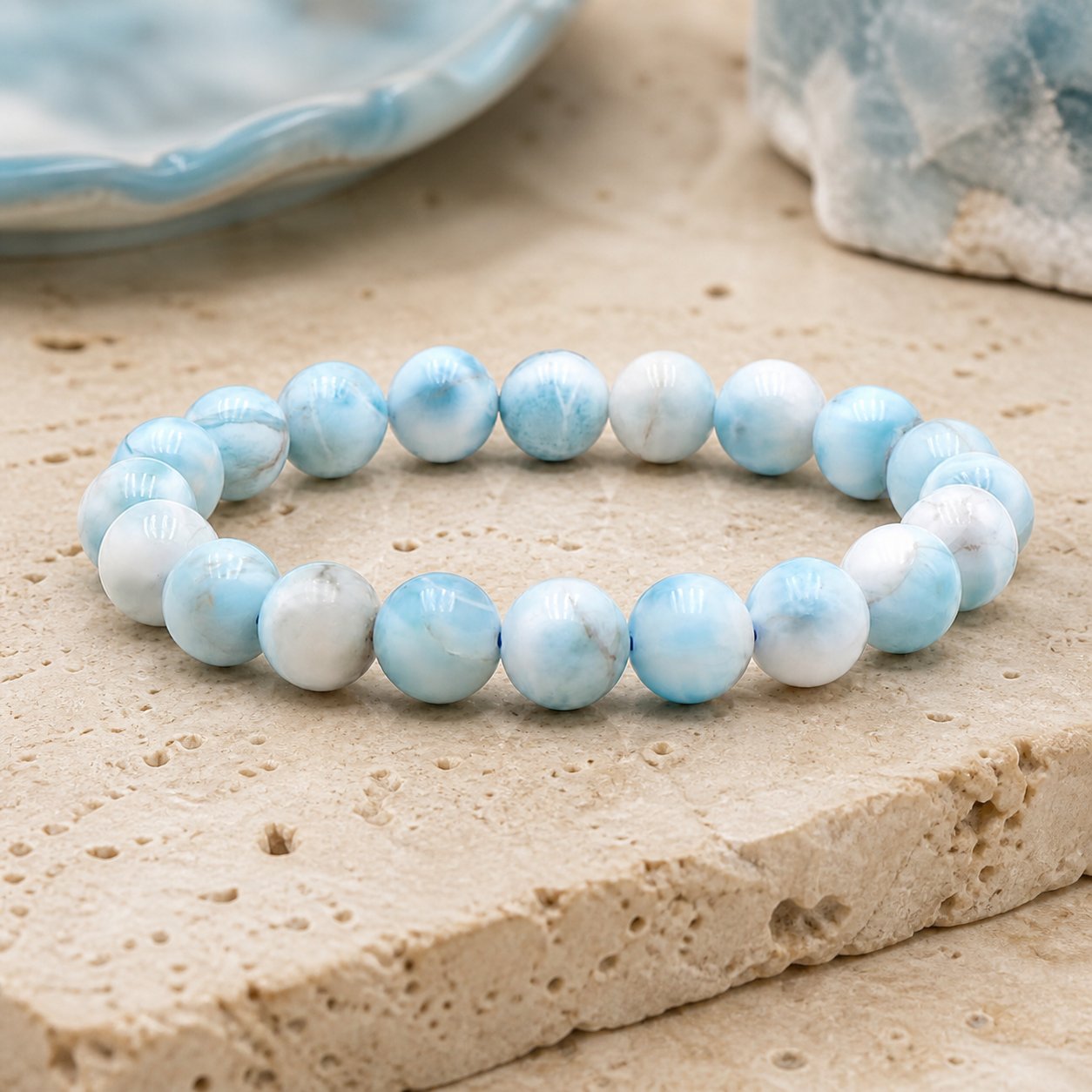 Bracelet Larimar 10 mm – Confiance Douce