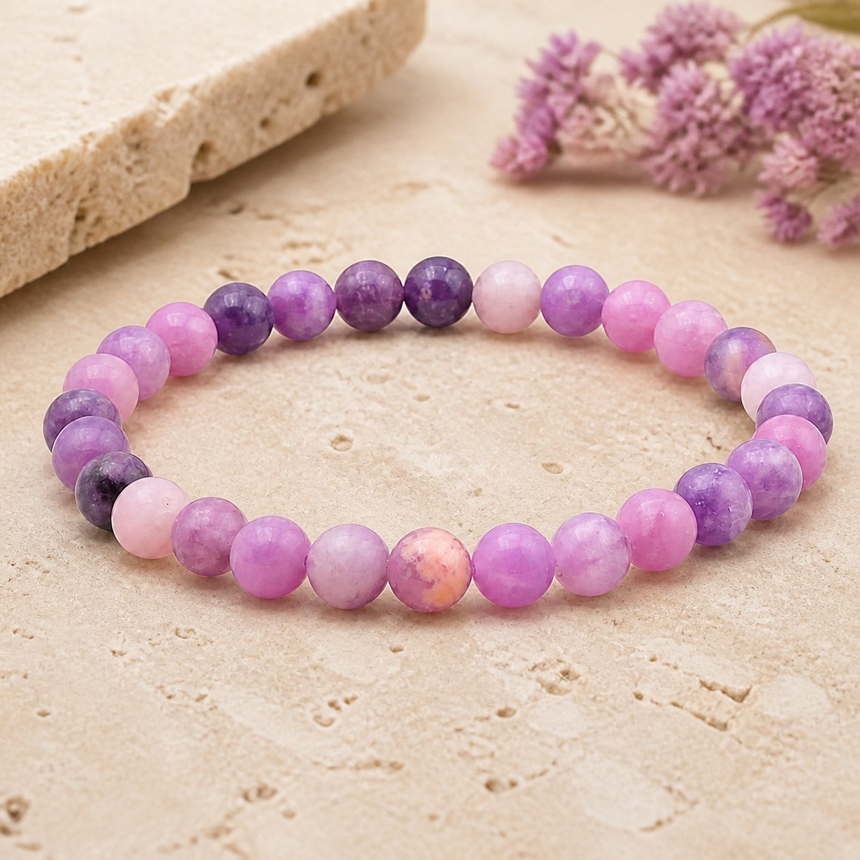 Bracelet Lépidolite 6 mm – Sérénité du Changement