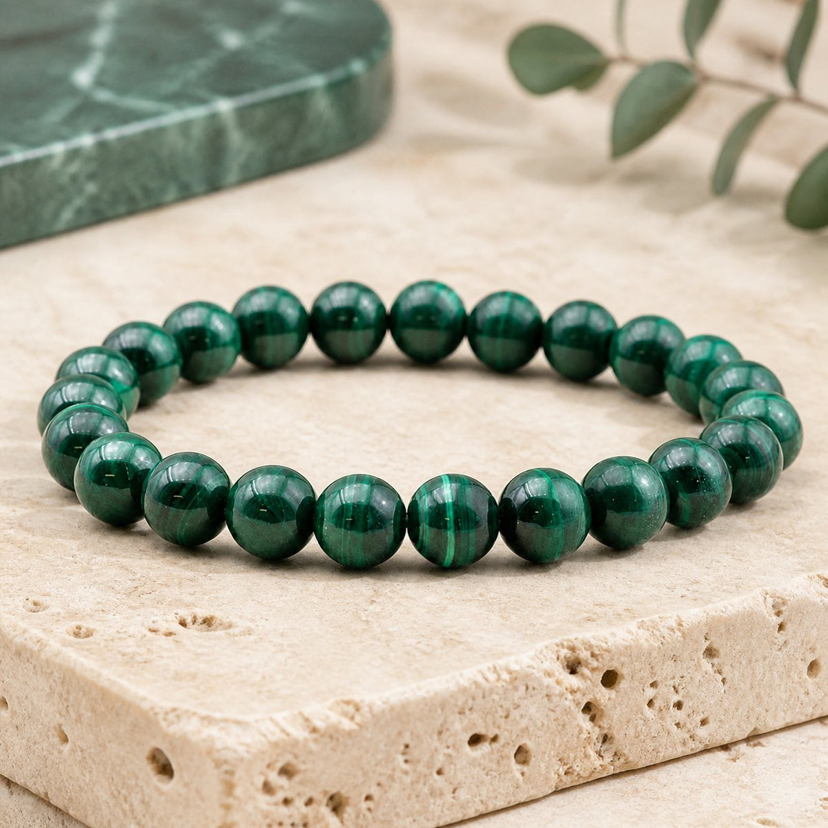 Bracelet Malachite 8 mm – Étincelle Douce