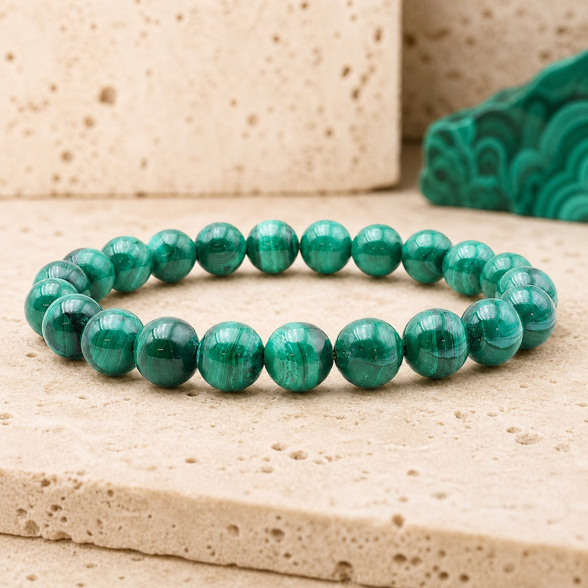 Bracelet Malachite Claire 8 mm – Protection Tendre