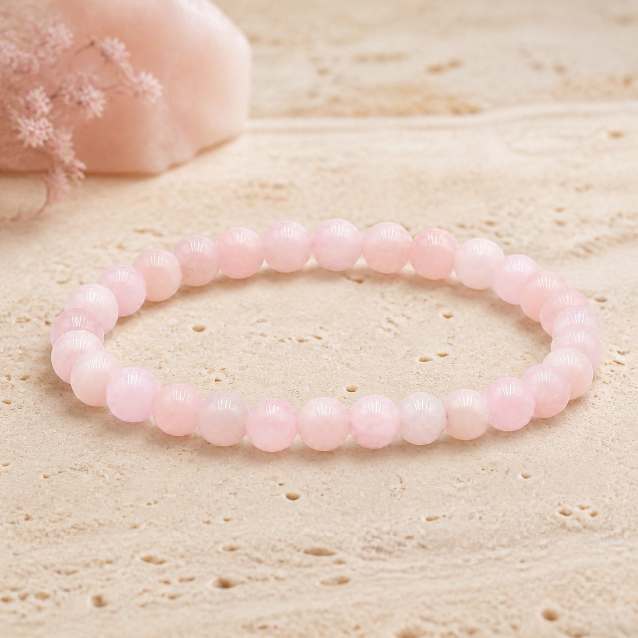 Bracelet Morganite 6 mm – Tendresse Quotidienne