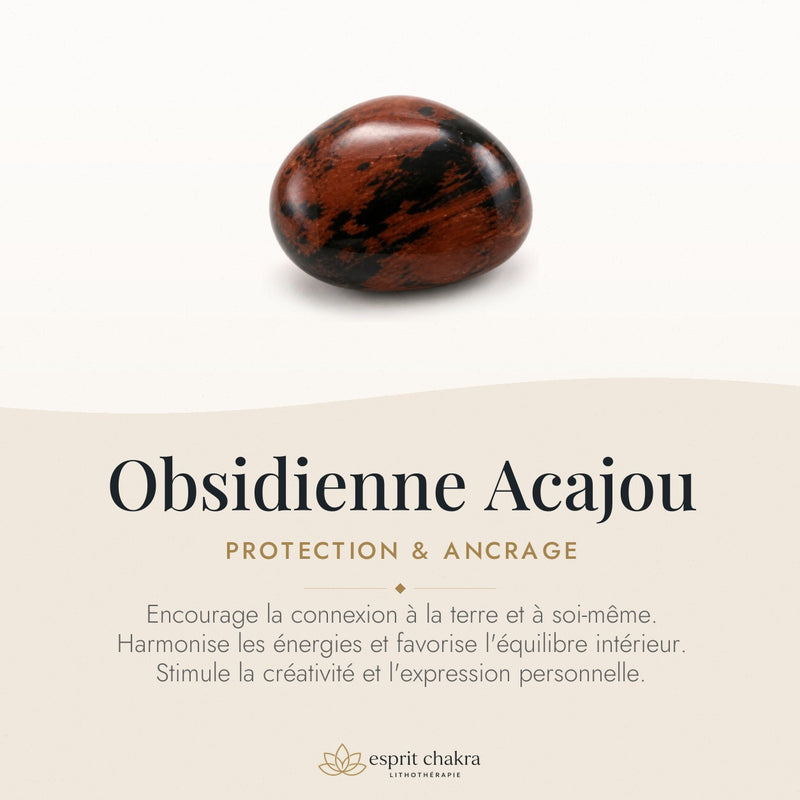 Bracelet Obsidienne Acajou 6 mm – Force Ancrée