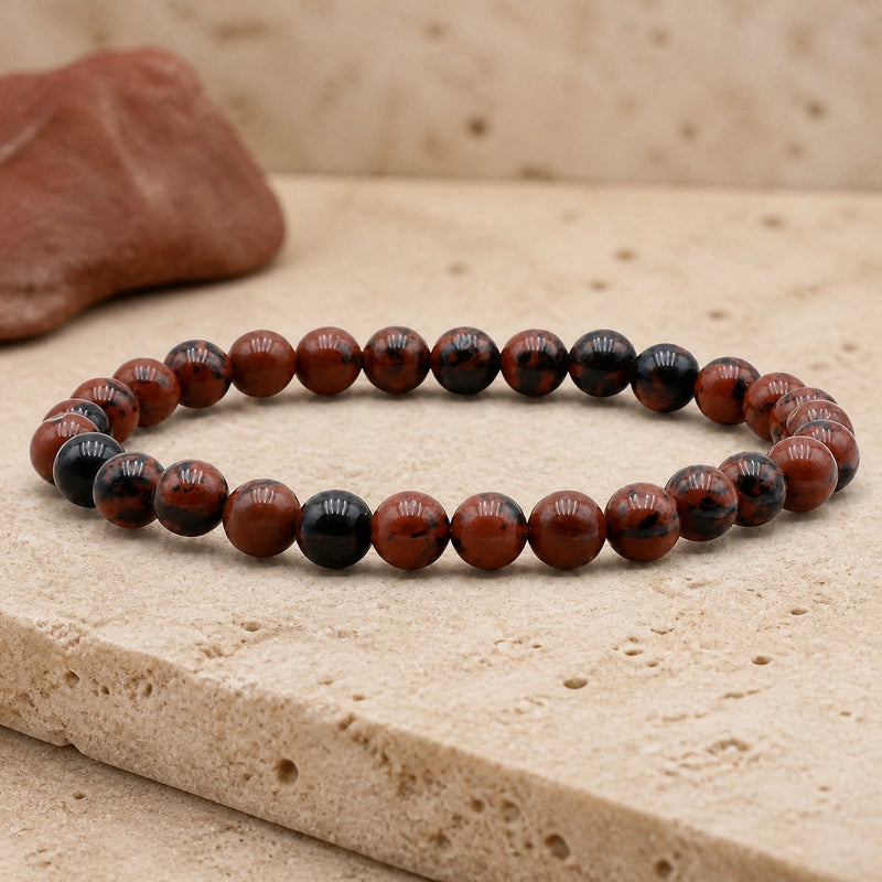 Bracelet Obsidienne Acajou 6 mm – Force Ancrée