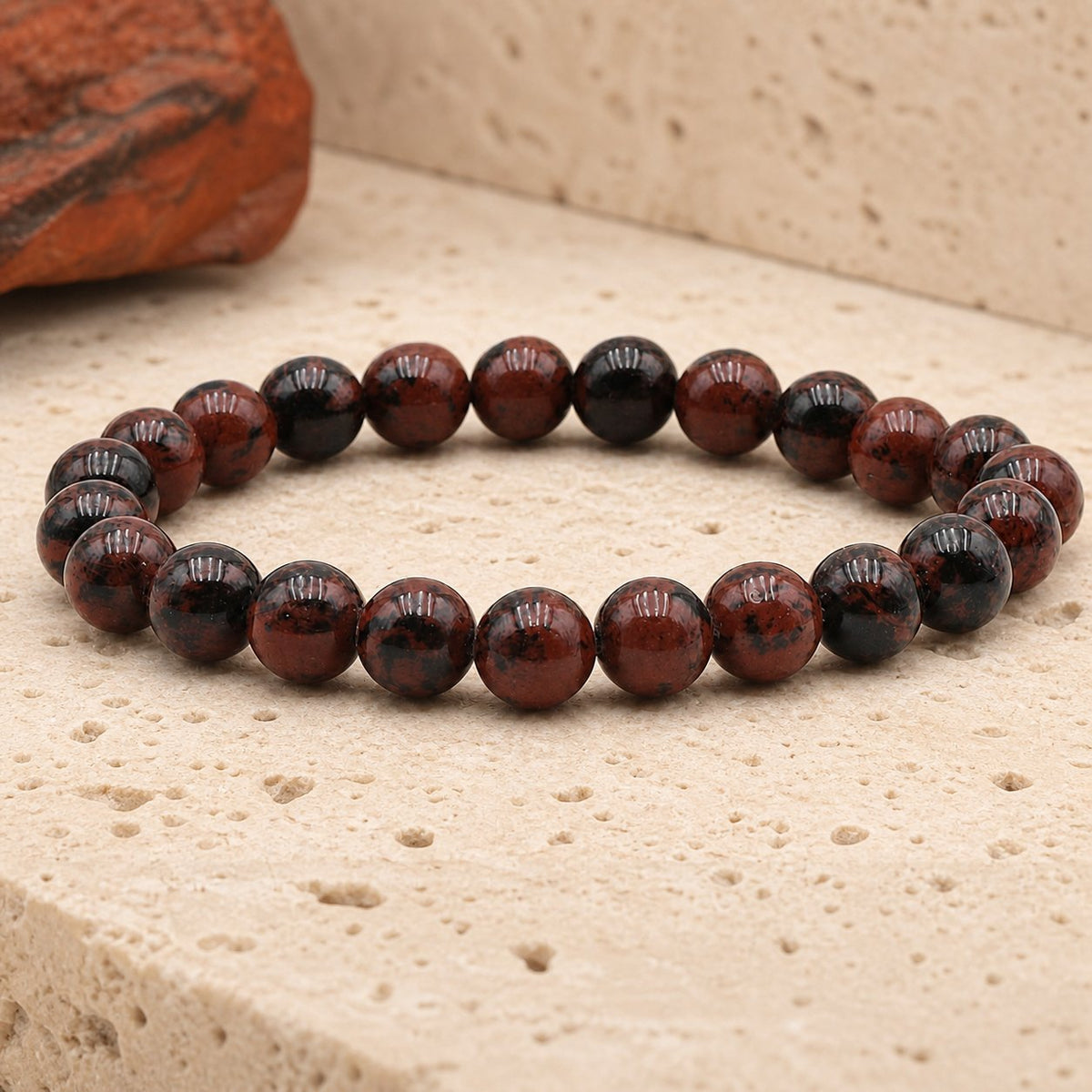 Bracelet Obsidienne Acajou 8 mm – Flamme Douce