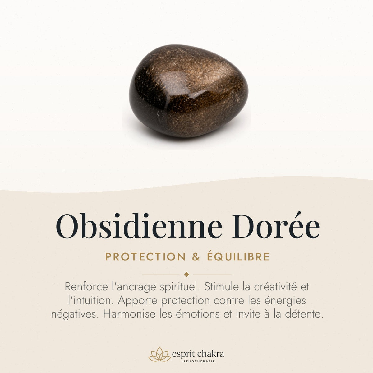 Bracelet Obsidienne Dorée 6 mm – Flamme Tranquille — vertus de la pierre