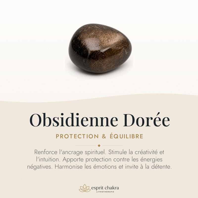 Bracelet Obsidienne Dorée 6 mm – Flamme Tranquille