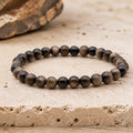 Bracelet Obsidienne Dorée 6 mm – Flamme Tranquille