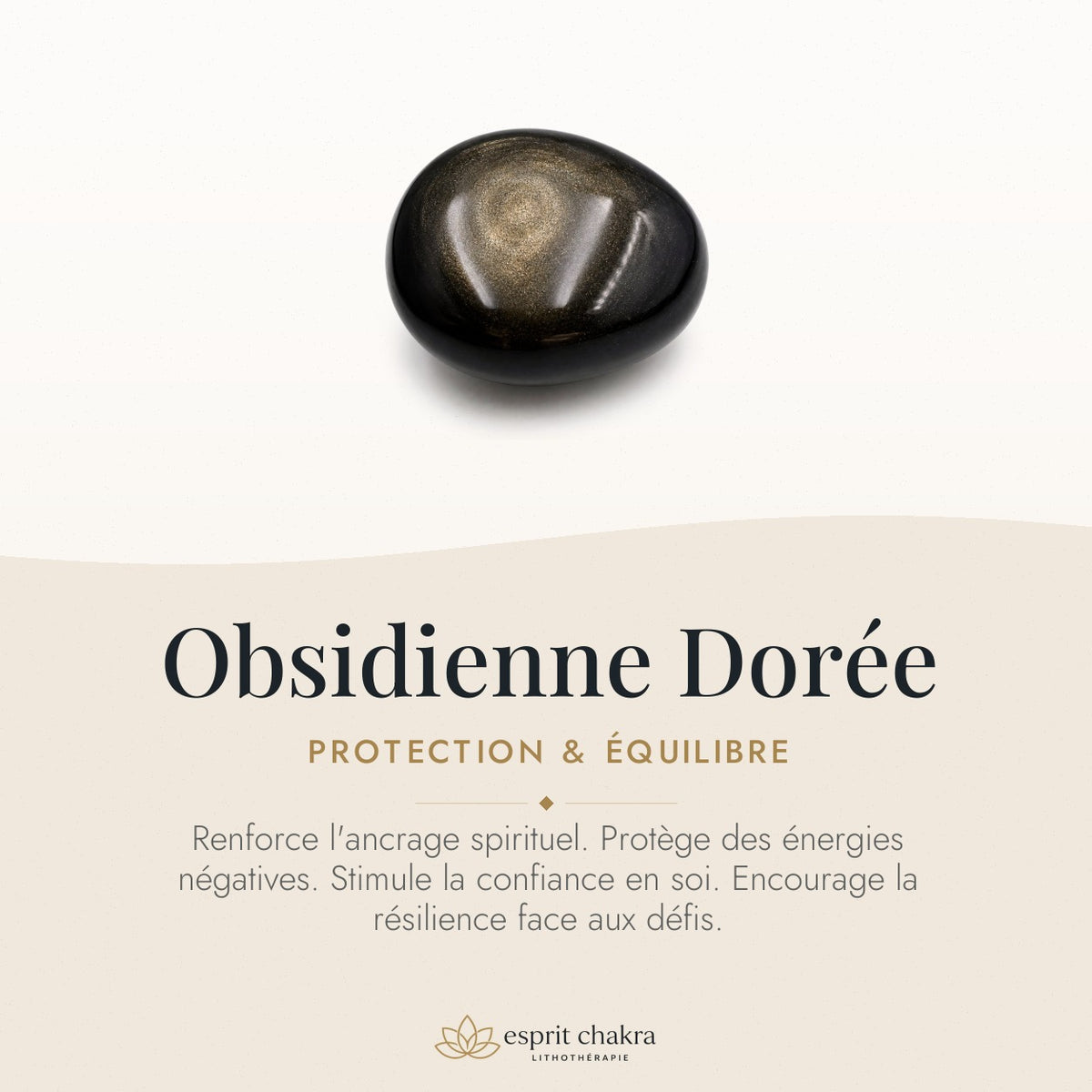 Bracelet Obsidienne Dorée 8 mm – Chaleur Douce — vertus de la pierre