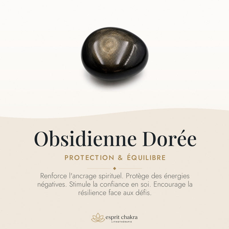Bracelet Obsidienne Dorée 8 mm – Chaleur Douce
