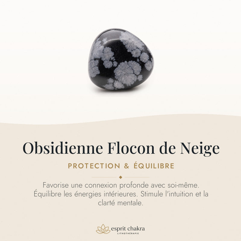 Bracelet Obsidienne Flocon de Neige 8 mm – Chaleur Simple