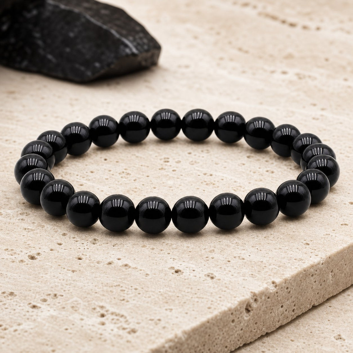 Bracelet Obsidienne Noire 8 mm – Source Douce