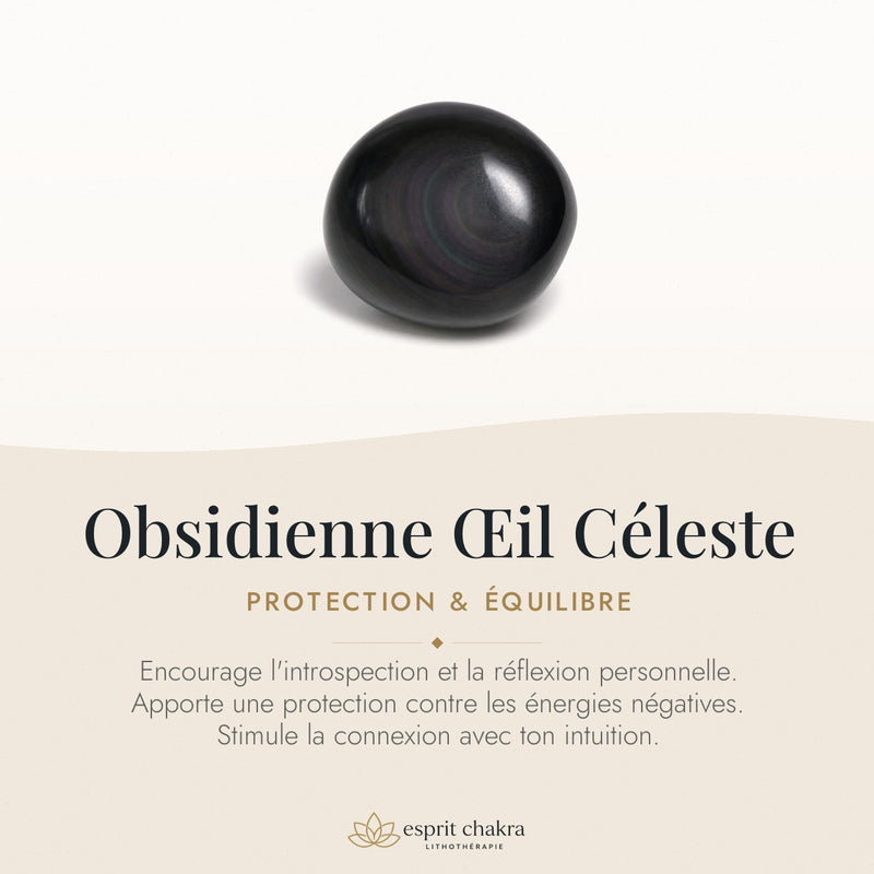 Bracelet Obsidienne Œil Céleste 10 mm – Clairvoyance de l’Ombre
