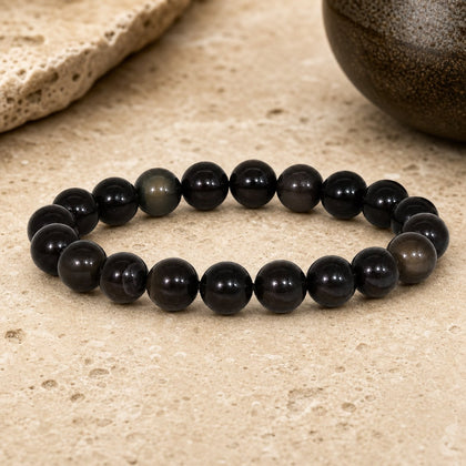Bracelet Obsidienne Oeil Céleste 10 mm – Veille Nocturne