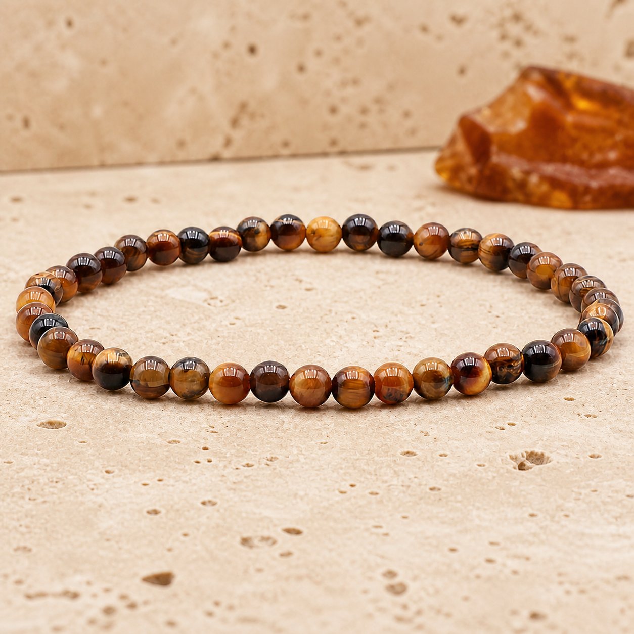 Bracelet Oeil de Tigre 4 mm – Confiance Ancrée