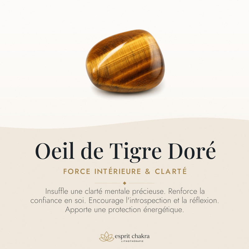 Bracelet Oeil de Tigre Doré 10 mm – Force Chaleureuse