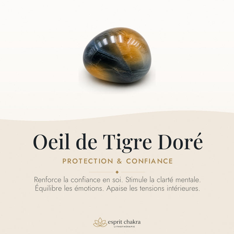 Bracelet Œil de Tigre Doré 6 mm – Brume Légère