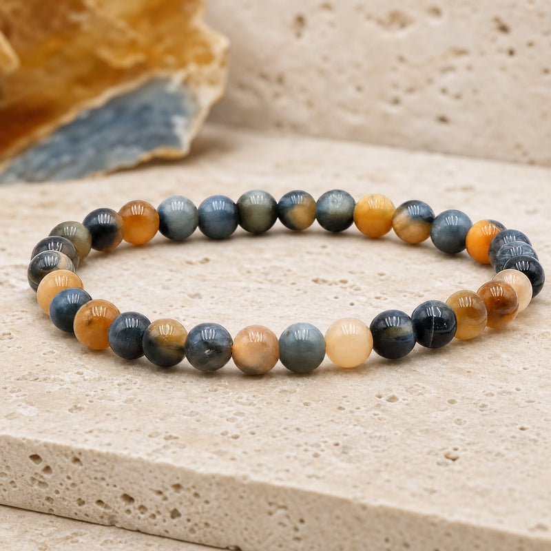 Bracelet Œil de Tigre Doré 6 mm – Brume Légère