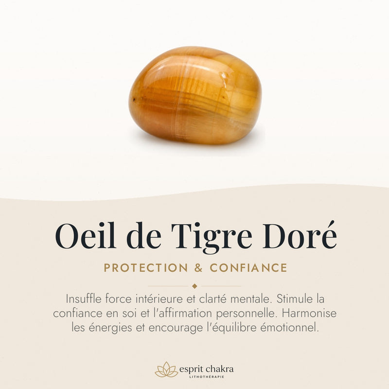 Bracelet Œil de Tigre Doré 6 mm – Racines Douces