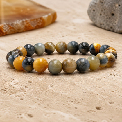 Bracelet Oeil de Tigre Doré 8 mm – Assurance Solaire